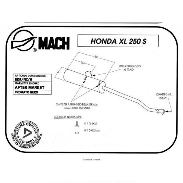 Silencieux MARVING De Rechange Honda XL 250 S 1979-1981