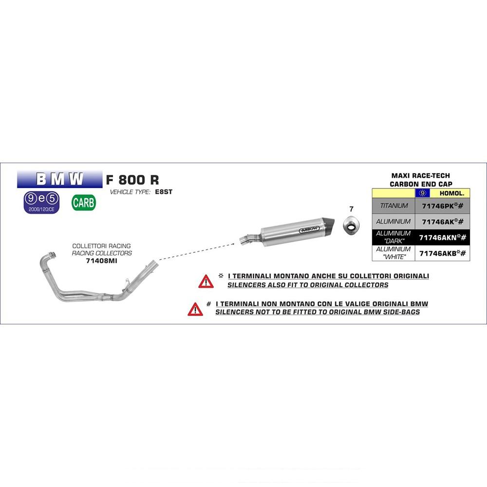 ARROW MAXI Race-Tech Silencer (carbon end cap) BMW F 800 R 2009-2019