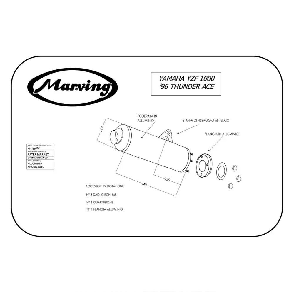 Silencieux Marving style origine Ø 114 mm pour Yamaha YZF 1000 THUNDERACE 1996-2000