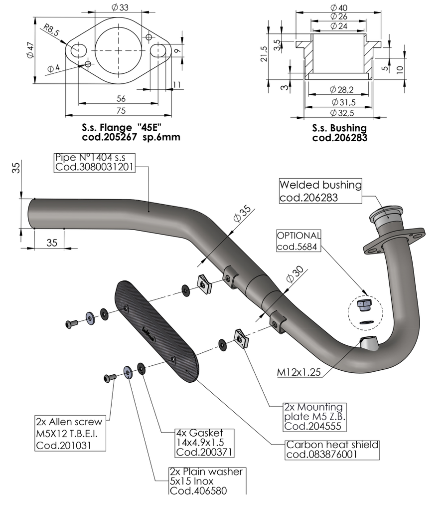 Downpipe BETA 125 RR / Motard 2021-2022