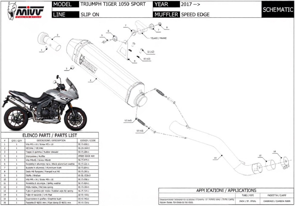 MIVV SPEED EDGE 5 Silencer (carbon end cap) Triumph Tiger Sport 1050 2017-2021