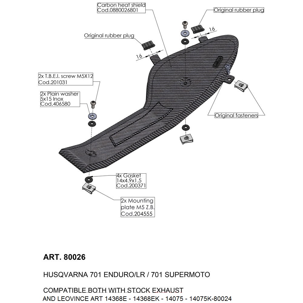 Protection thermique Leovince Husqvarna 701 SM / Enduro / LR 2017-?