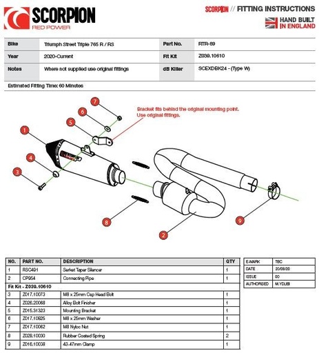SCORPION SERKET Taper Silencer Triumph STREET TRIPLE 765 S / R / RS 2020-2022