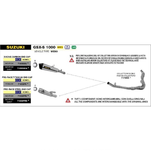Silencieux ARROW PRO-RACE pour Suzuki GSX-S 950 / GSX-S 1000 / GSX-S 1000 GT 2021-...