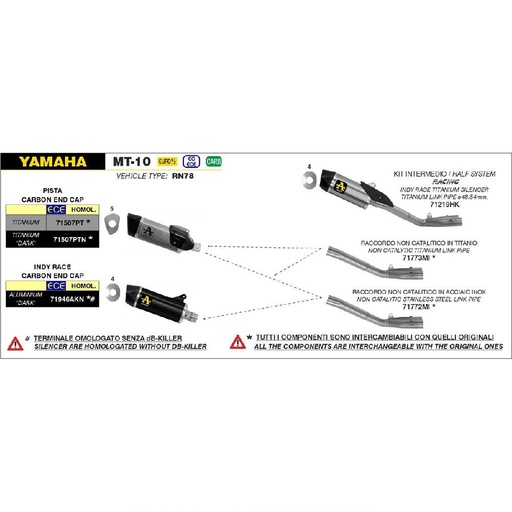 ARROW Pista Silencer for Yamaha MT10 2022-2024