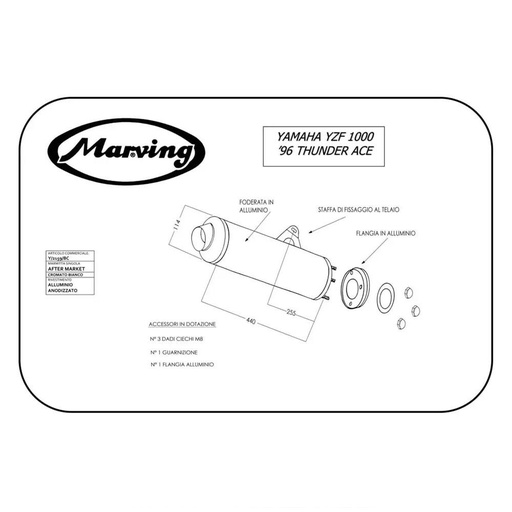 [Y/2159/BC] Marving OEM-style Silencer Ø 114 mm for Yamaha YZF 1000 THUNDERACE 1996-2000