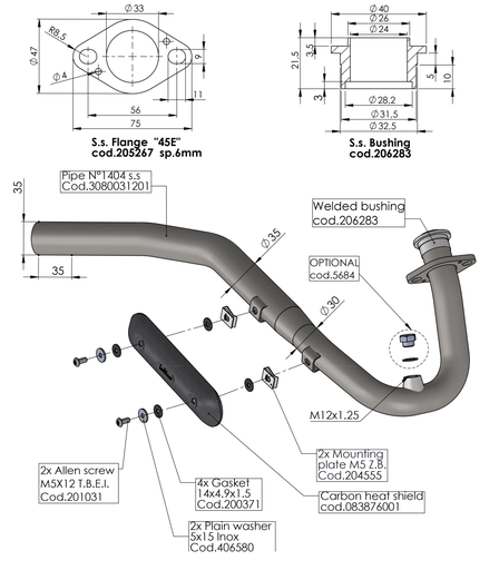 [80031] Downpipe BETA 125 RR / Motard 2021-2022