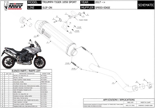 [T.017.LRB] Silencieux MIVV SPEED EDGE 5 (coupelle carbone) Triumph Tiger Sport 1050 2017-2021