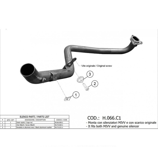 [H.066.C1] Collecteur sans catalyseur MIVV HONDA X-ADV 750 2017-2024