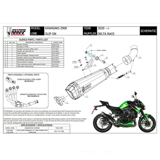 [K.052.LDRB] MIVV DELTA RACE Silencer (carbon end cap) KAWASAKI Z 900 2020-2024