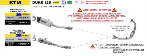 Arrow Indy Race Evo Silencer KTM 125 / 390 Duke 2024-...
