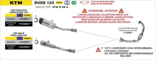 Arrow Pro-Race Silencer KTM 125 / 390 Duke 2024-...