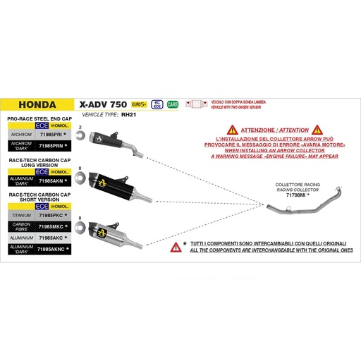 Silencieux Arrow Pro-Race Honda 750 X-ADV 2025-...