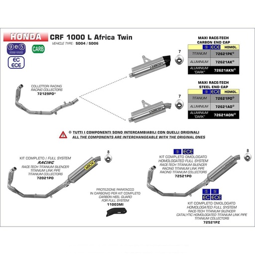 Silencieux ARROW Maxi Race Tech Honda CRF 1000 L AFRICA TWIN 2016-2019