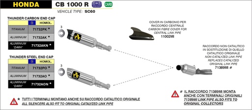 Silencieux ARROW Thunder Honda CB 1000 R 2008-2017
