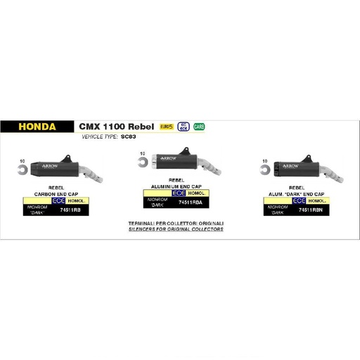 ARROW REBEL Silencer for Honda CMX 1100 Rebel 2021-2025