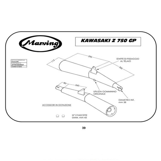 [K/2021/NC] Silencieux MARVING Style Origine Kawasaki GPZ 750 1982