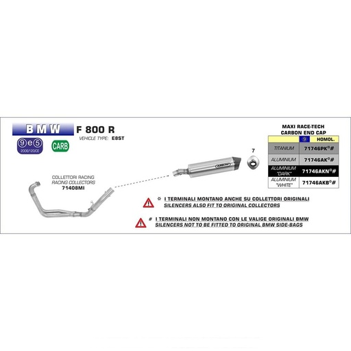[71746AKN] ARROW MAXI Race-Tech Silencer (carbon end cap) BMW F 800 R 2009-2019