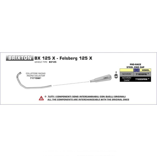 ARROW Pro-Race Silencer Brixton BX 125 X / Felsberg 125 X 2019-2020